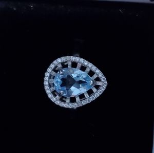 14 kt Sapphire, Topaz & Diamond Ring